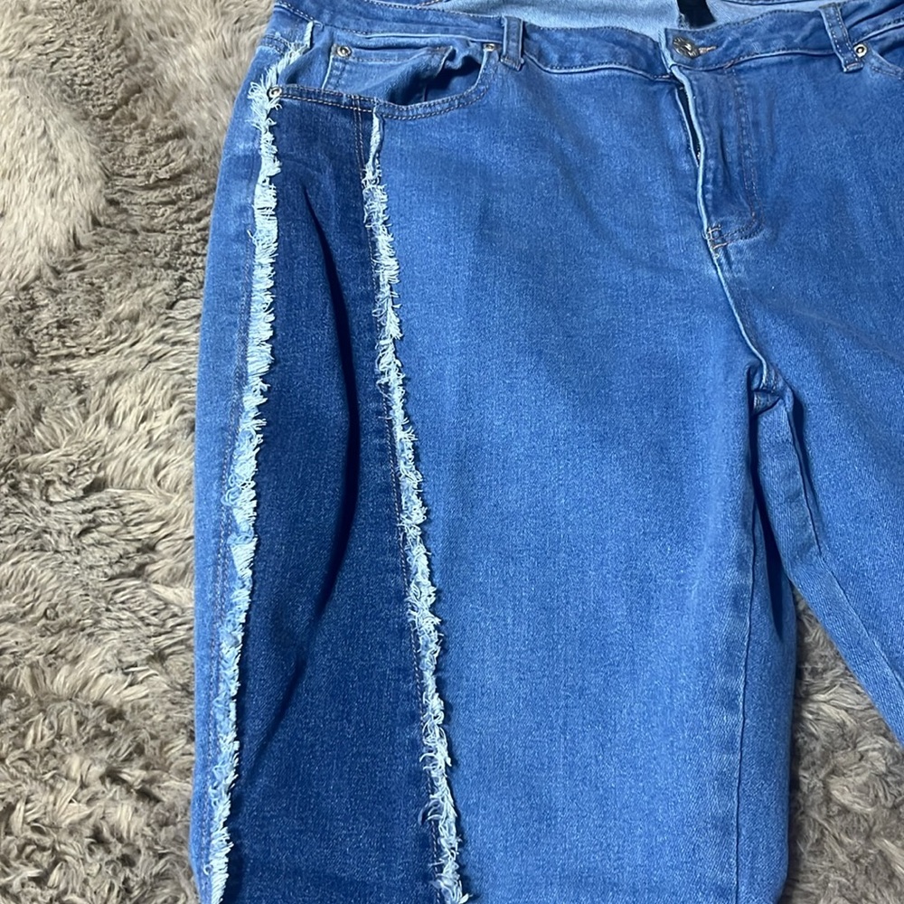 Ashley Stewart two-tone flare jeans - Picture 2 of 5